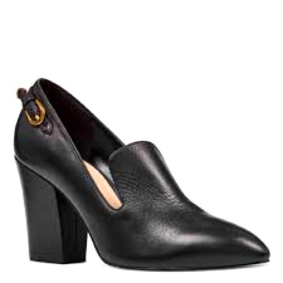 Nine West Black Heel Size 8 Leather Office Neutral Business Contemporary Event - Picture 1 of 14